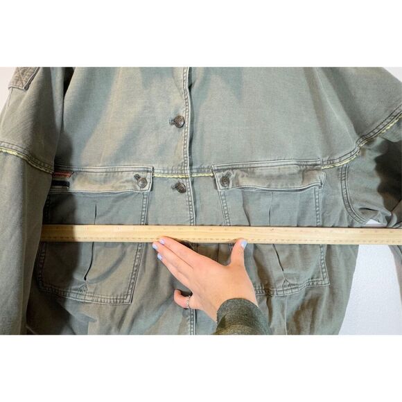 Free People Moss Green Military Oversized Button Front Jacket Women's Small - Picture 11 of 12
